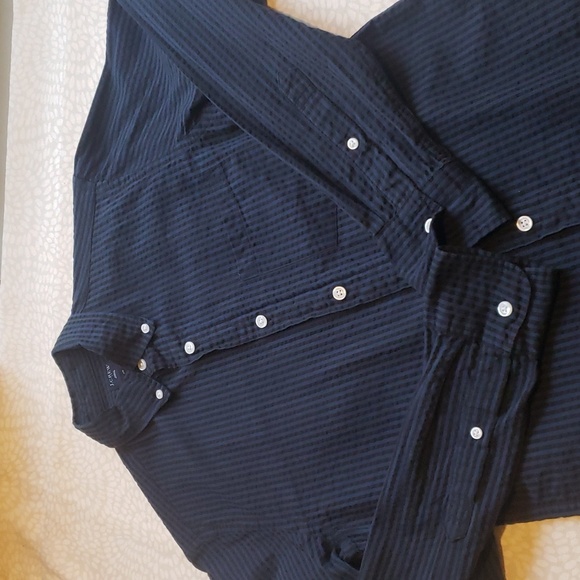 J. Crew Slim Fit Black & Blue Striped LS Button Down Shirt - Picture 5 of 8